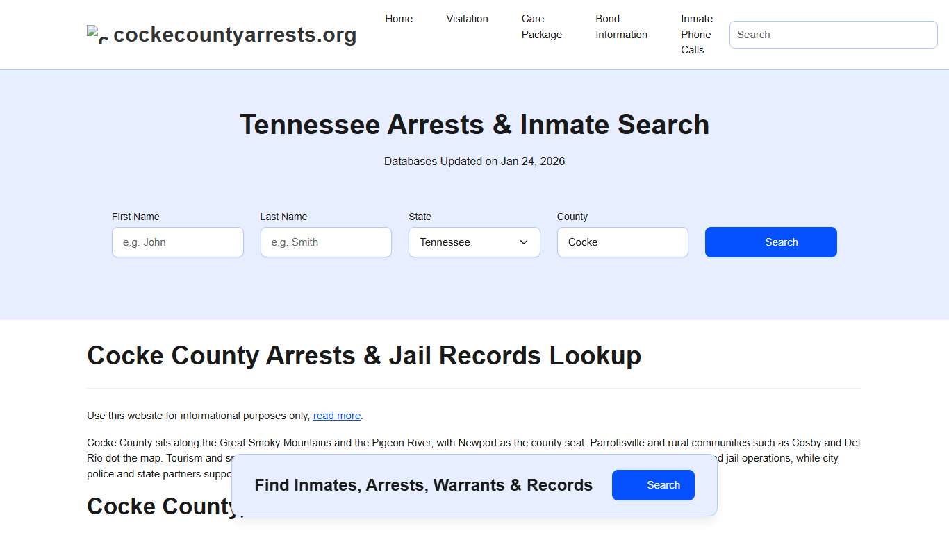 Cocke County, TN Arrests, Warrants, Police Records Search