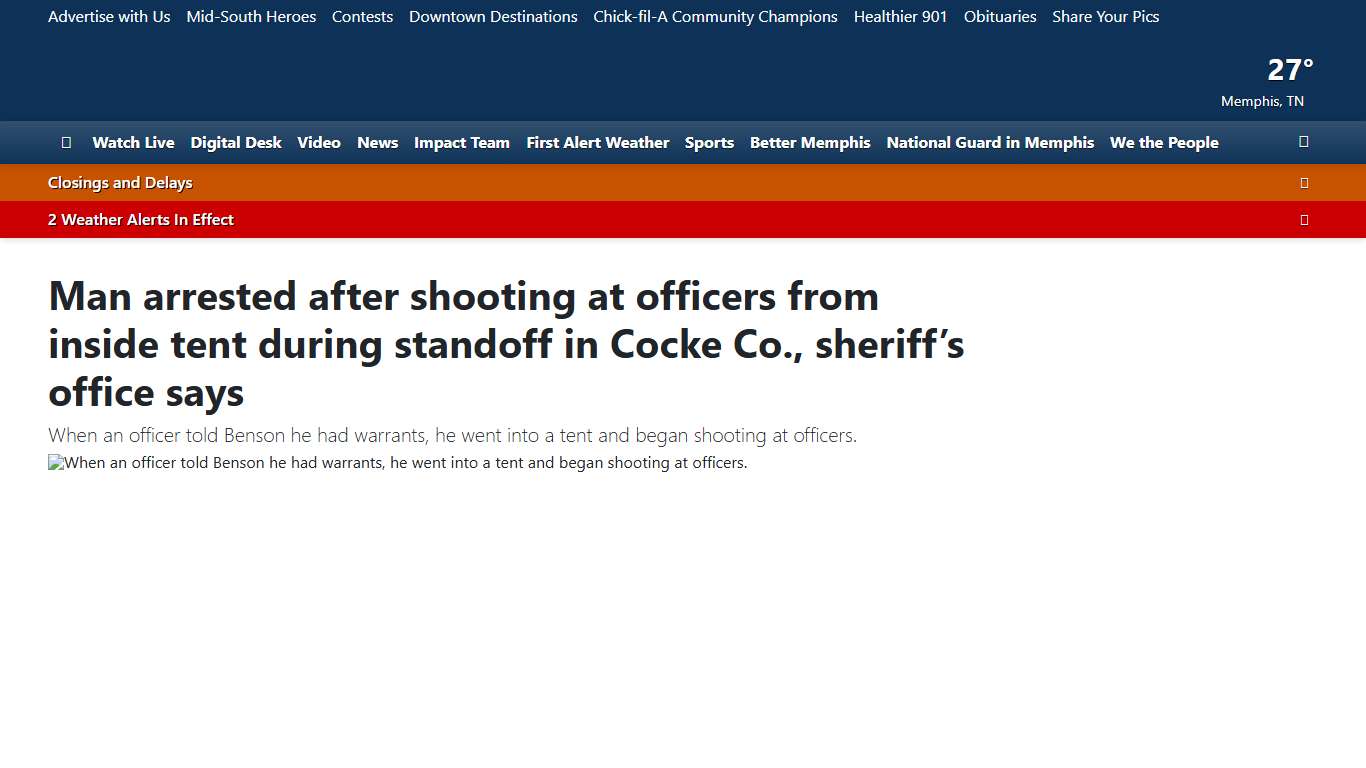 Man arrested after shooting at officers from inside tent during standoff in Cocke Co., sheriff’s office says